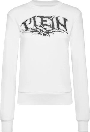 Philipp Plein Sweatshirt LS Crystal - Dames - Sweatshirts - Wit - S - Katoen - Hoodies & sweatvesten