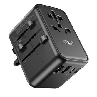 OEM Xo Adaptador De Viaje Universal - Conexiones Para Mas De 150 Paises - Salida De Hasta 2500w - Puerto Usb-c De 65w - Salida De Cinco Puertos - Color Ne