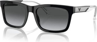 Emporio Armani Rechthoekige Gepolariseerde Zonnebril Grijs - unisex - Zonnebrillen - Zwart - 57 MM - Polyester - Accessoires