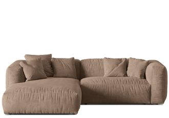 MICADONI Modulares 3-Sitzer Design Ecksofa Martina - Samtbezug Beige dunkel
