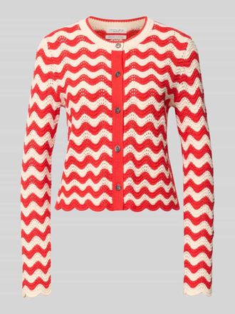 Christian Berg Strickjacke im Allover-Look mit Rundhalsausschnitt in Rot, Gr&ouml;&szlig;e XXL