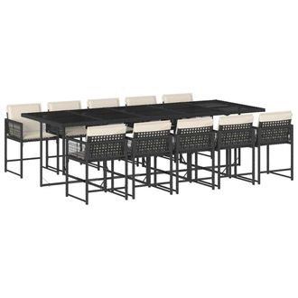 vidaXL Vidaxl Set Da Pranzo Da Giardino 11 Pz Con Cuscini In Polyrattan Nero