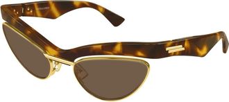 Bottega Veneta Duo Angle Cat Eye Zonnebril - Dames - Zonnebrillen - Bruin - 59 MM - Accessoires