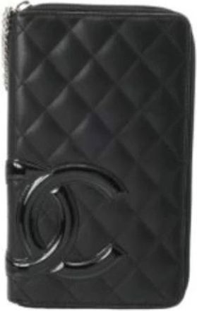 Chanel Pre-owned Wallets, female, Black, Size: ONE SIZE Pre-owned Cambon Long Wallet (Bi-fold)