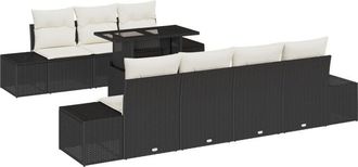 vidaXL Garden Sofa Set 8 pcs Black and cream 100 x 55 x 73 cm Vidaxl