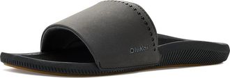 Olukai Ulele Slide Womens Sandals Black/Black : 12 B - Medium, Cotton/Vinyl
