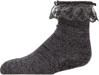 MeMoi Step and Shimmer Ruffle Anklet Socks in Black at Nordstrom, Size 6-12M