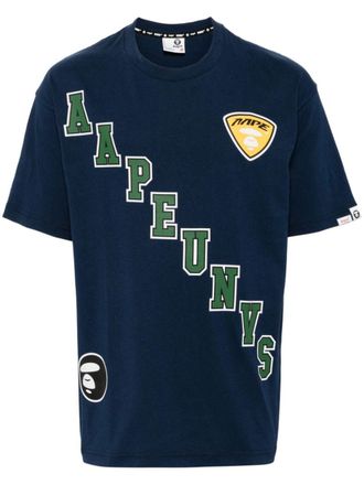 Aape By A Bathing Ape T-shirt Moonface con stampa - Blu