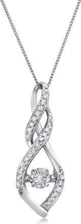 MAX + STONE 10k White Gold Enchanted Love Dancing Diamond Heart Pendant Necklace 1/4 Carat