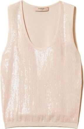 Twinset Sleeveless Top - Dames - Tops zonder mouwen - Roze - L - Katoen - Tops