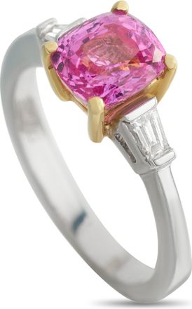 Luxury Bazaar 18K White Gold 0.27ct Diamond and Pink Sapphire Ring MF34-051526