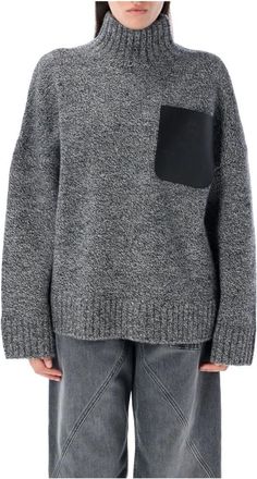 J.W.Anderson Grijze Melange Gebreide Kleding Aw 25 Hoge hals Trui - Dames - Coltruien - Grijs - S - Wol - Truien & Vesten