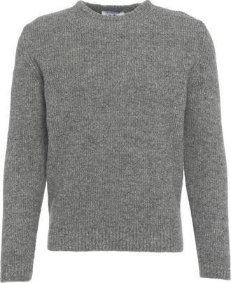 Gender Ribbed Grey Knit Sweater