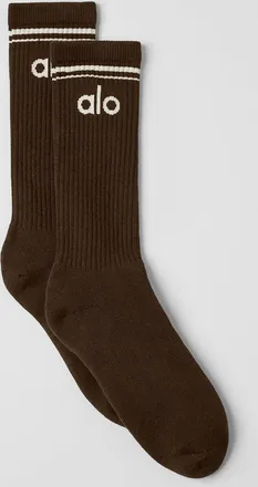 Alo | Throwback Socks in Espresso/Bone, Size: Small