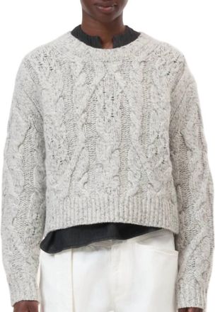 Closed Crew Neck Long Sleeve Sweater In Shetland