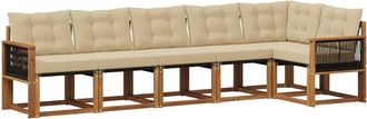 vidaXL Conjunto De Sof&aacute;s De Exterior 6 Uds. Natural Y Beige Vidaxl