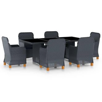 vidaXL Set Comedor Jard&iacute;n 7 Pzas Cojines Rat&aacute;n Sint&eacute;tico Gris Oscuro Vidaxl