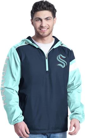 G-III Sports by Carl Banks Mens G-III Sports by Carl Banks Deep Sea Blue/Light Blue Seattle Kraken Lateral Half-Zip Hoodie Jacket in Navy at Nordstrom, Size Xx-Large