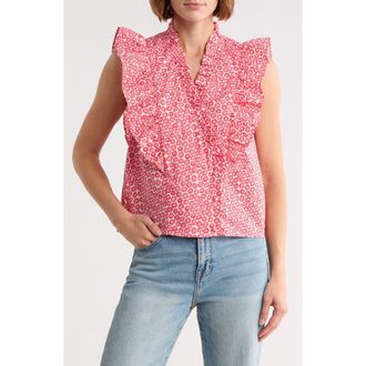FRNCH Taya Ruffle Cap Sleeve Cotton Top in Creme at Nordstrom Rack, Size X-Small