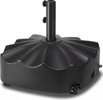 Best Choice Products 123lb Capacity Fillable Mobile Umbrella Base for Patio, Deck, 4 Wheels - Wavy Design - Black