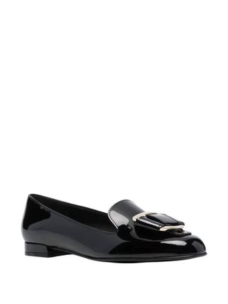 Ferragamo Womens Gancini Bow-Embellished Loafers In Black