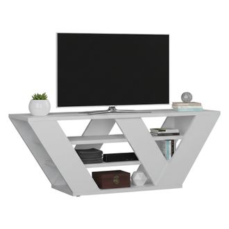 Dmora Mueble De Televisi&oacute;n Pegasus, Aparador De Sal&oacute;n, Mueble Bajo Para Tv, Base De Pared Equipada, 110x30h40 Cm, Blanco, Con Embalaje Reforzado - Dmora