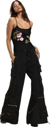 Cynthia Rowley Kim Cargo Pant - Dames - Wijde Broeken - Zwart - L - Nylon - Broeken