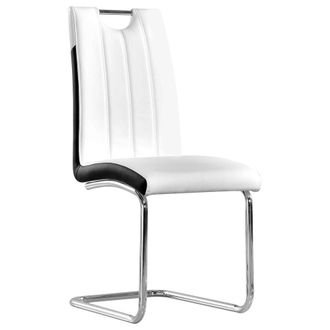 Best Master Furniture Best Master Bono Faux Leather Modern Dining Side Chair in White/Black (Set of 2)