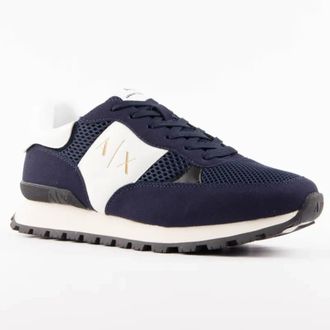 A|X Armani Exchange Schoenen, Heren, Zwart, 43 EU, Verfijnde Leren Casual Sneakers