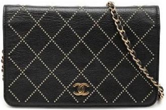 Chanel Pre-owned Wallet on Chain - Studded - Dames - Vintage Schoudertas - Zwart - ONE Size - Leer - Vintage