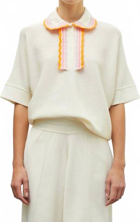 Molli Elbow Length Knit Top In Naturel/multi Rose