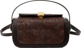 Generic Cymwer Women PU Leather Shoulder Bag Trendy Square Bag Floral Handbag for Party(Coffee) (Coffee)