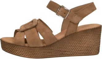 Gabor Sandaletten met hoge hak - Dames - Sleehakken - Bruin - 35 1/2 EU - Leer - Schoenen