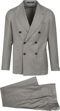 Tagliatore Unlined Double-Breasted Suit - Heren - Business pakken - Grijs - 2XL - Wol - Kostuums