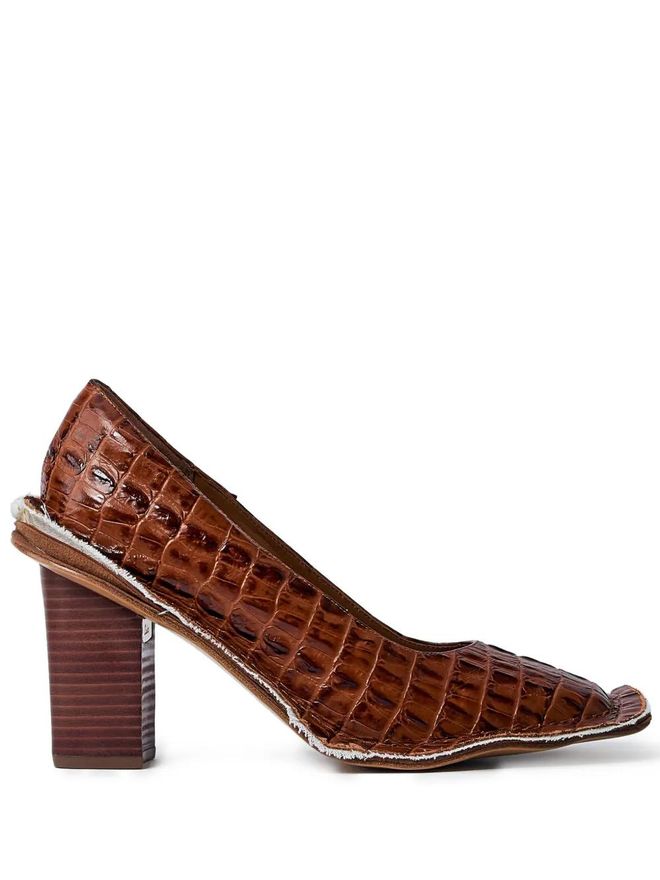 65mm crocodile-embossed block-heel pumps - women - Crocodile Embossed Leather/Calf Leather/Calf Leather - 8 - Brown
