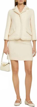 Giambattista Valli Pansies Boucle Jacket In Ivory