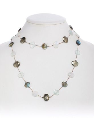 Margo Morrison Silver Moonstone, Lab, Aqua, Pyrite Necklace