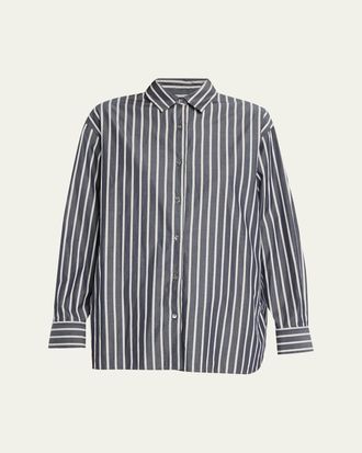Nili Lotan Yorke Striped Oversized Button-Down Shirt