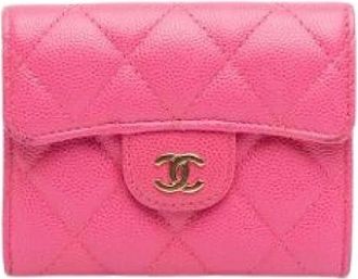 Chanel Pre-owned Small Quilted Wallet - Dames - Vintage Accessoires - Roze - ONE Size - Su&egrave;de - Vintage