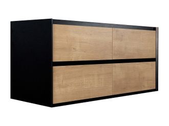 Vente-Unique Mueble de ba&ntilde;o flotante para lavabo - Color natural claro y negro - 120 cm - LANNICK
