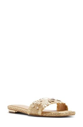 Aldo Aurana Embellished Slide Sandal in Gold at Nordstrom, Size 6.5