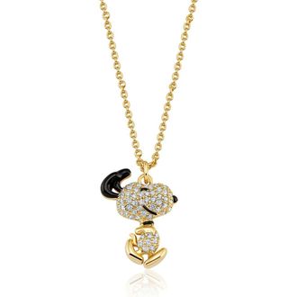 Crislu x Peanuts Dancing Snoopy Pendant Necklace in 18Kt Yellow Gold /Clear Stone at Nordstrom, Size 16