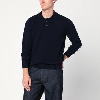 Drumohr Navy Blue Lambswool Polo