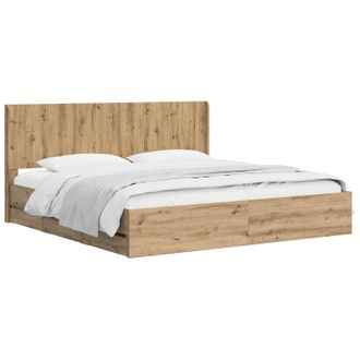 vidaXL Estructura De Cama Con Almacenamiento Y Cabecero Artisan Oak Vidaxl