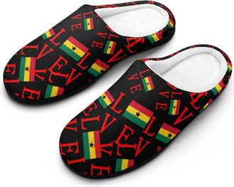 Generic Love Ghana Flag Cotton Slippers for Women Indoor Outdoor Slipper Slip-On Memory Foam Home Shoes