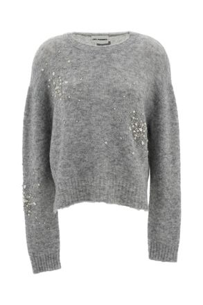 Des_Phemmes Grey Strass Pearl Crystal Alpaca-Blend Sweater