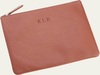 Royce Leather Monogrammed Leather Zuppered Travel Organizer Pouch