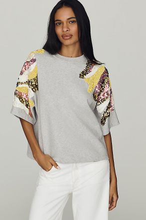 Essentiel Jadda Embellished Short Sleeve Sweatshirt