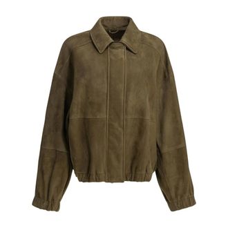 Brunello Cucinelli Chaqueta Bomber de Ante - Jackets - Mujer - Verde - M