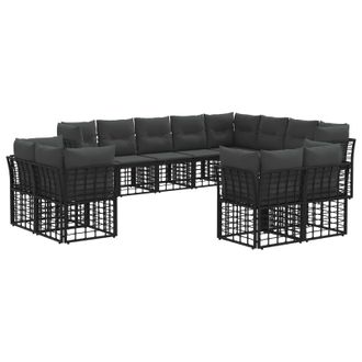 vidaXL Conjunto De Sof&aacute;s De Exterior Negro Y Gris Oscuro Poli&eacute;ster Vidaxl